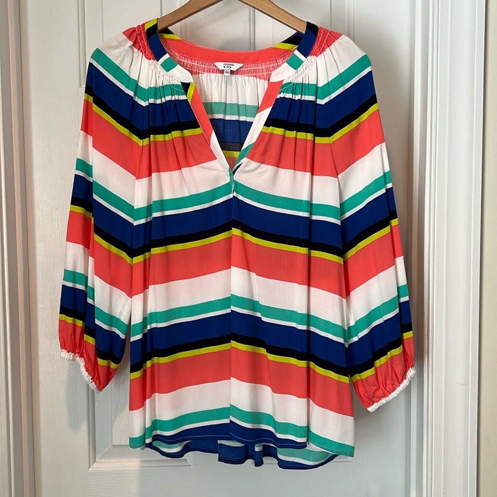 Crown & Ivy Women’s striped blouse XL